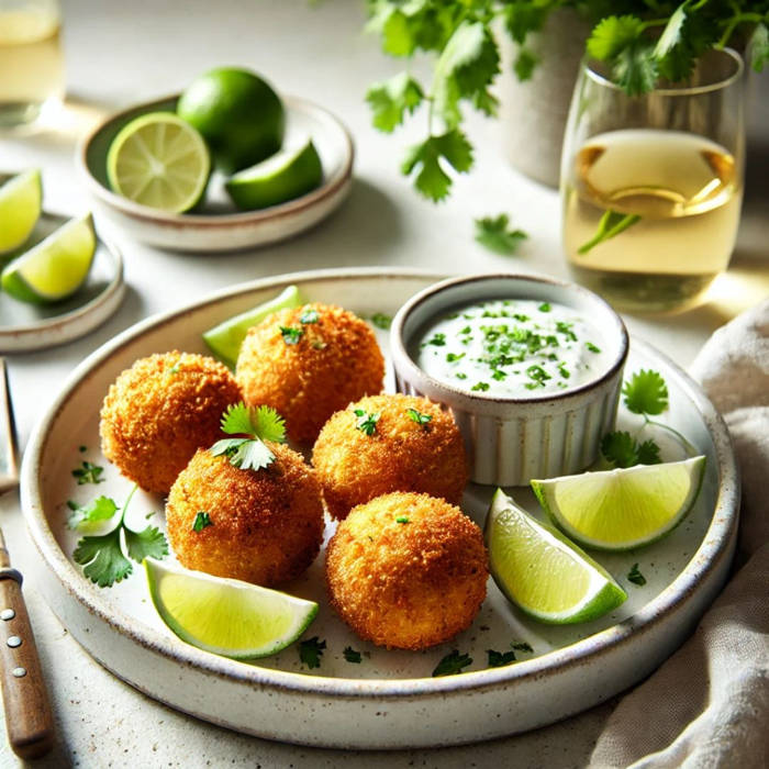 croquetas de cangrejo con salsa de lima y cilantro, recetas keto, navidad