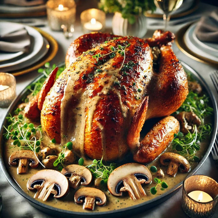 pavo en salsa de trufa y setas, recetas navidad