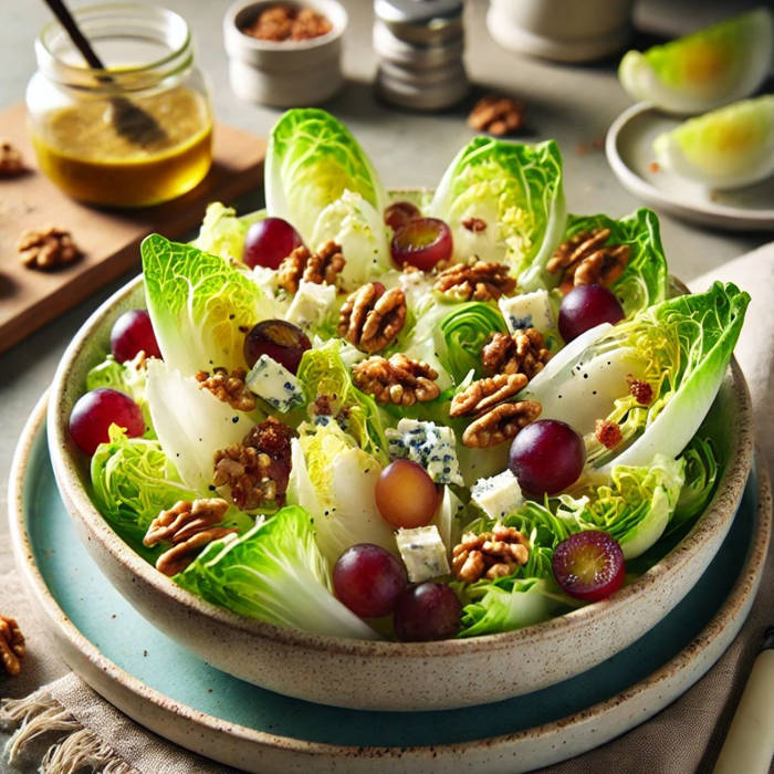 ensalada de uvas, endivias y nueces con vinagreta de mostaza y miel, recetas otoño