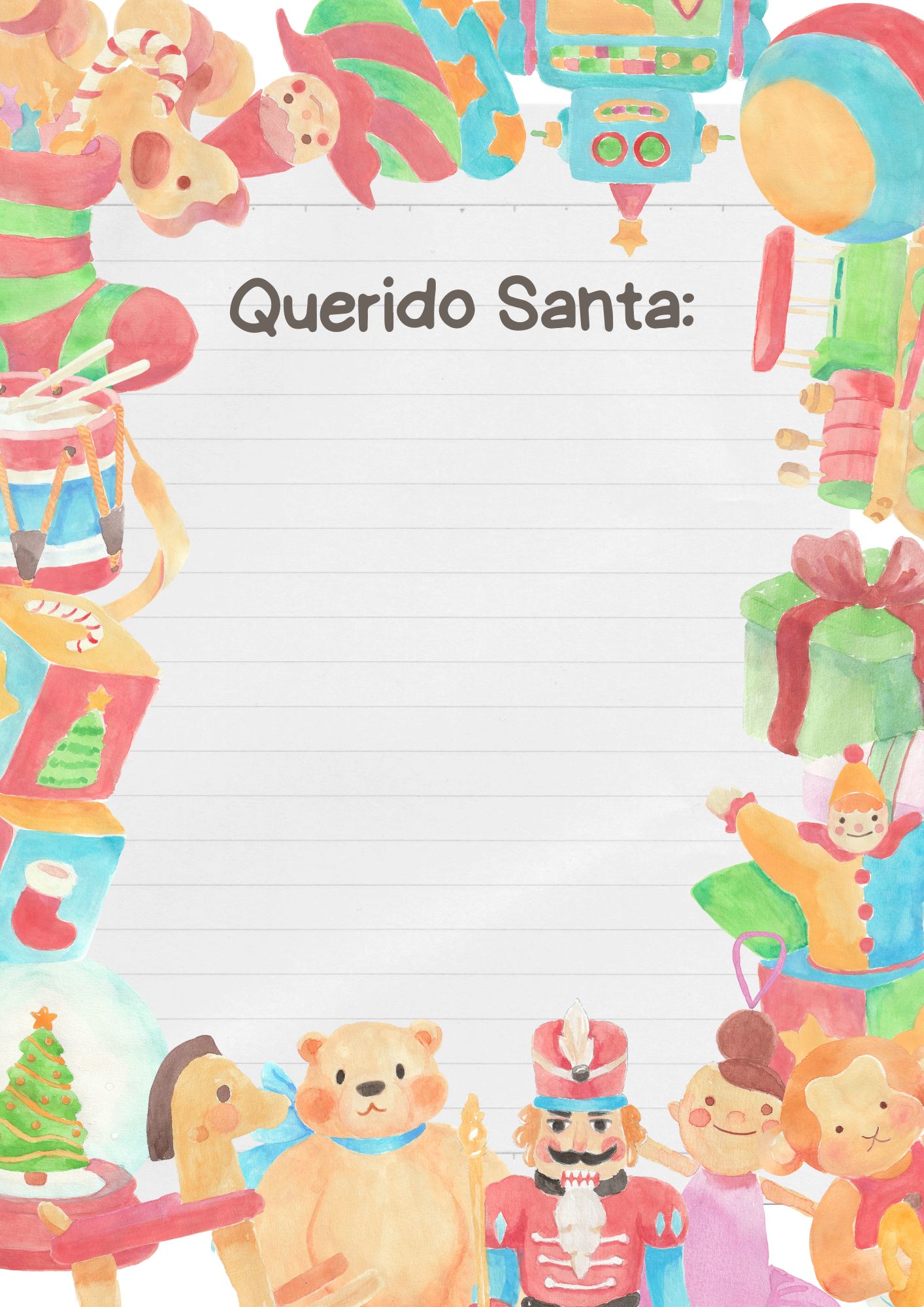 Carta para escribir a Papá Noel, Santa Claus, Viejito Pascuero, ​San Nicolás​